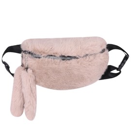 Fuzzy Fanny Pack for Women Faux Fur Belt Bum Bag with Adjustable Strap Waist Pouch Casual Crossbody Purse for Travel