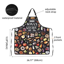 JTOUK Nona’s Kitchen Apron Grandmother Birthday Gift Best Nona Ever Merch Mother’s Day Gift for Grandma (Nona’s Kitchen Apron EU)