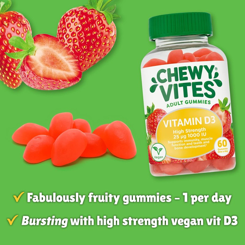 Chewy Vites Adults, High Strength Vit D3 60 Gummy Vitamins,
