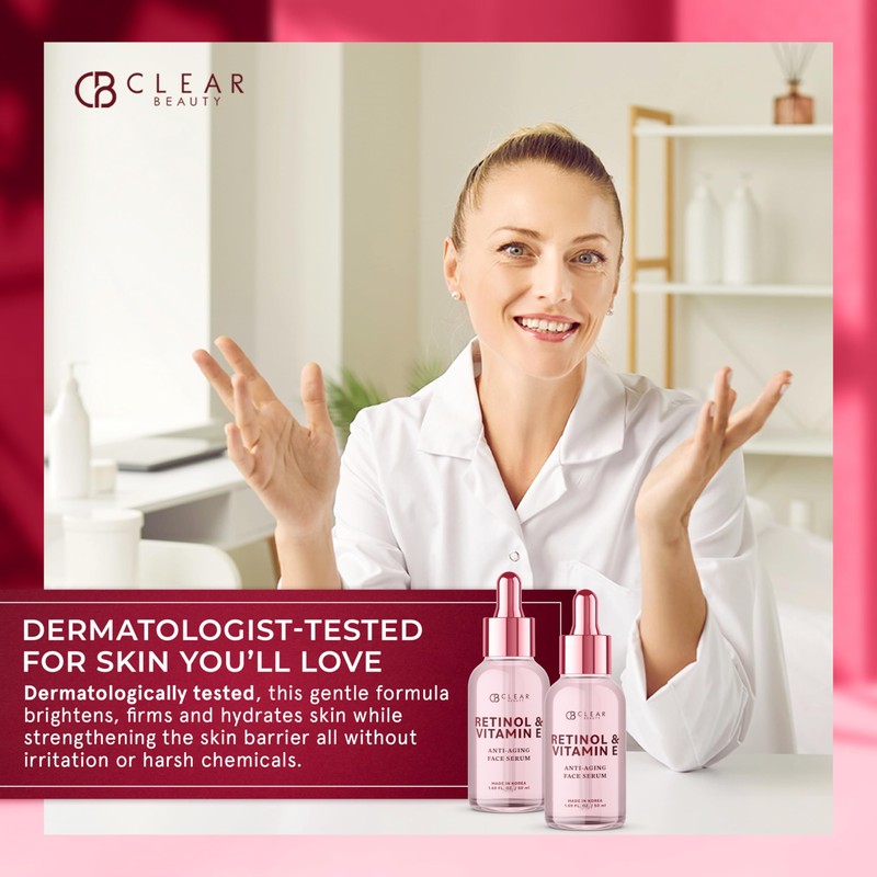 Clear Beauty Retinol & Vitamin E Facial Serum – Dermatologist-Tested,