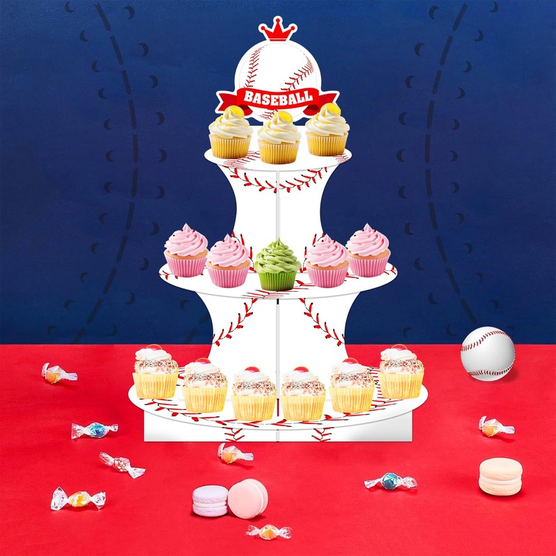 Baseball Birthday Decorations 3 Tier Baseball Theme Cupcake Stand Baseball