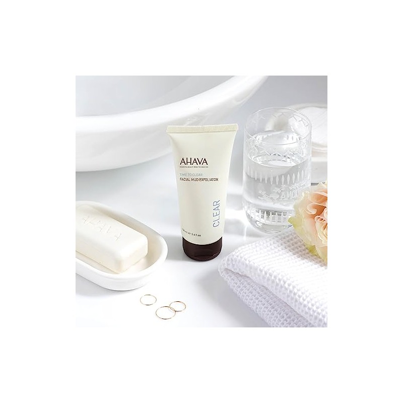 AHAVA Time to Clear Facial Mud Exfoliator, 3.4 Fl Oz
