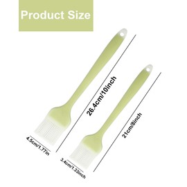Konilaomu Pastry Brush Silicone Basting Brush for Cooking,2PCS 10+8 in Heat Resistant Food Brushes for Baking, Grilling, Cooking and Spreading Oil, Butter, BBQ Sauce, or Marinade (Green)