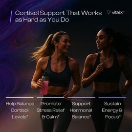 Vitalix Cortisol Cocktail–Premium Powder Drink Mix | Cortisol Supplements for Women & Men + Cortisol Detox | Ashwagandha KSM 66, Magnesium Glycinate, L Theanine | Raspberry Lemonade –30 Servings