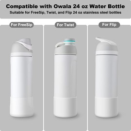Alwenid 2PCS Silicone Water Bottle Boot for Owala 24 Oz, Anti-Slip Protective Sleeve Bottom Bumper Protector for FreeSip, Twist, and Flip Stainless Steel Water Bottles (Clear)