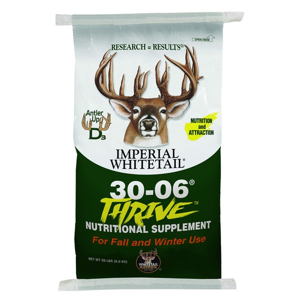Whitetail Institute 30-06 Mineral and Vitamin Supplement for Deer Food Plots, Provides Antler-Building Nutrition and Attracts Deer, Thrive (Fall and Winter), 20 lbs