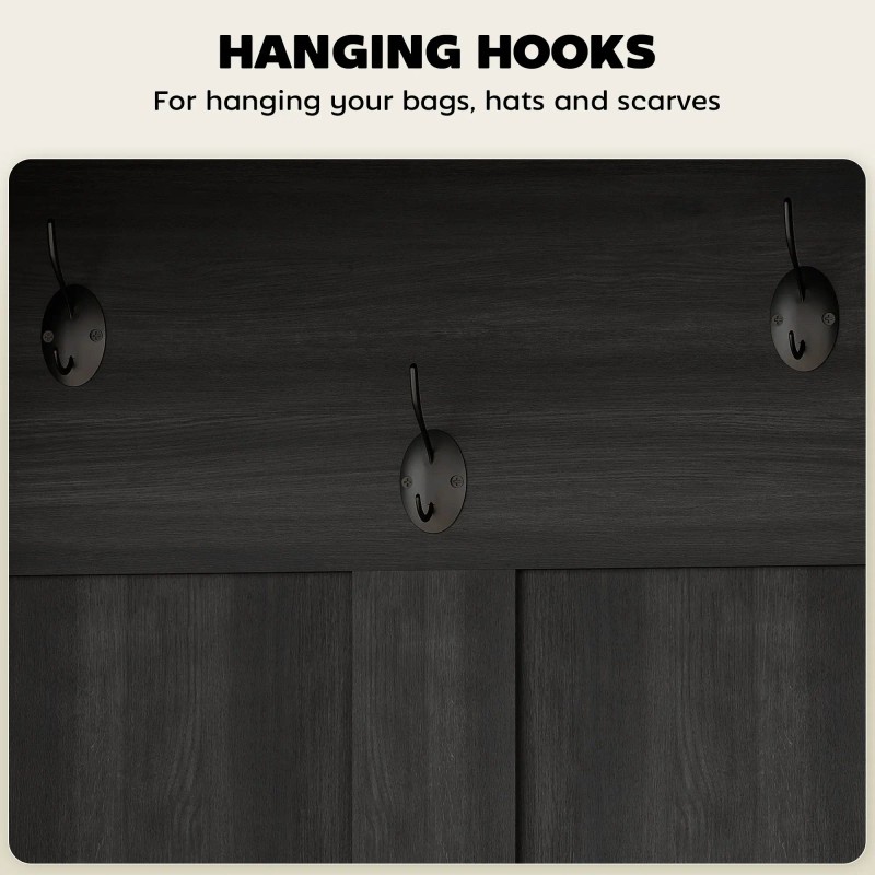 3-in-1 Hall Tree with Shoe Storage, Coat Rack with Bench,