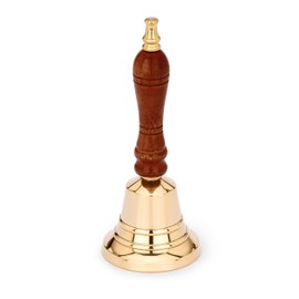 NKlaus Maritime 11578 Brass Table Bell with Wooden Handle 12.5 cm High