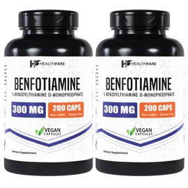Healthfare Benfotiamine 300mg | 200 Capsules | Fat Soluble Thiamine Vitamin B1 | Supports Overall Health | Non-GMO | Gluten Free (2-Pack)