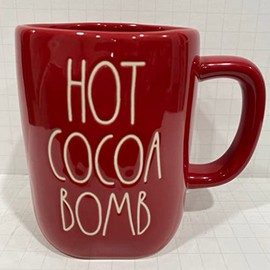 Rae Dunn HOT COCOA BOMB Mug - Ceramic - RED - Dishwasher and Microwave safe - 16 oz