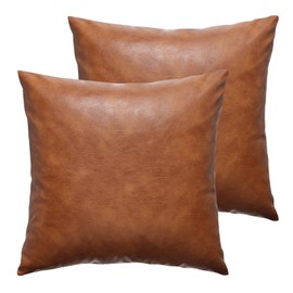 GEGELICA Pack of 2 Oversized Faux Leather Neutral Decorative Throw Pillow Covers 28x28 inch Soft Modern Boho Luxury Waterproof Floor Cushion Cases for Outdoor Lounge Sofa Couch Bed Home Deco