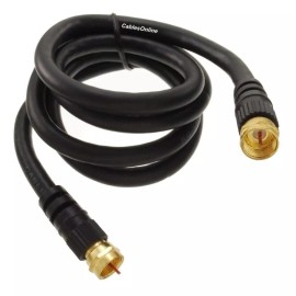 Trisonic TS-FF-03BK: 3 ft. RG-59U Coaxial Cable w/ Gold F Connectors - Black