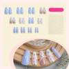 24 Pcs Blue Press on Nails Square Medium Coffin Fake
