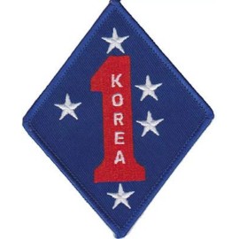 4" MARINE CORPS 1ST MARDIV KOREA RED ONE STARS BLUE DIAMOND EMBROIDERED PATCH