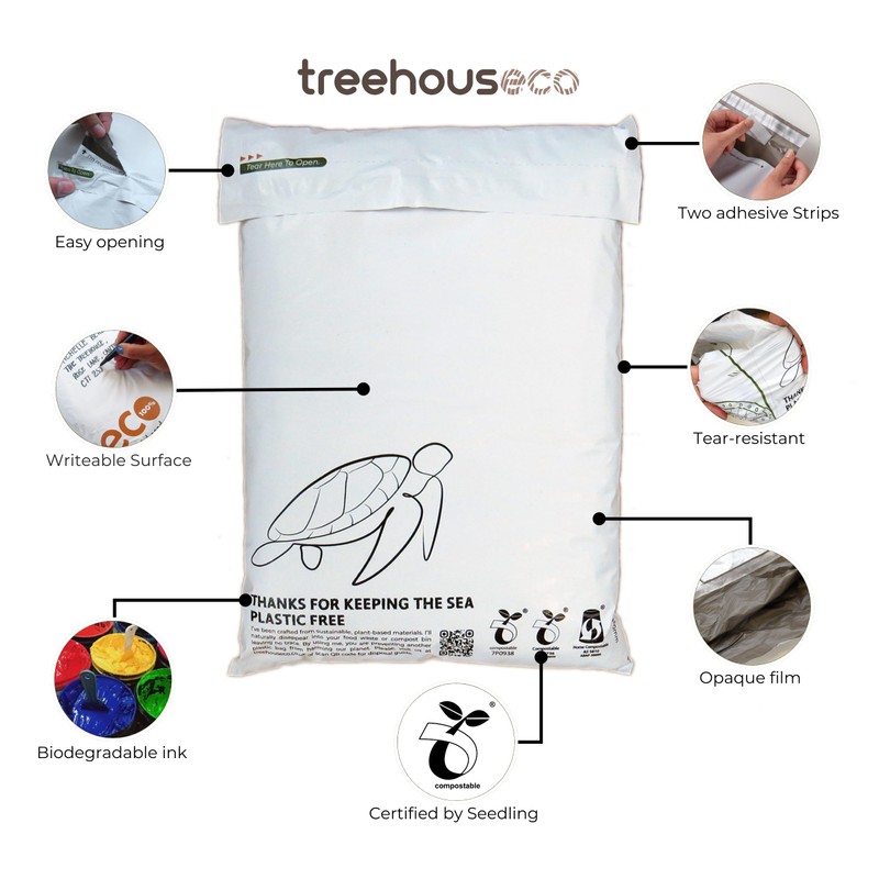 Treehouseco Eco Friendly Compostable Mailing Bags, Biodegradable Postage Bags, Eco