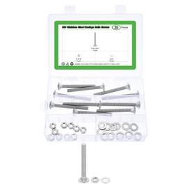 sourcing map 10 Set Carriage Bolts and Nuts Kit, 5/16"-18x3" Stainless Steel 304 Round Head Square Neck Carriage Bolts Screws and Hex Nuts and Flat Washers - Silver