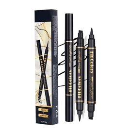 2-Pcs Waterproof Eyeliner Stamp Set - Wing & Cat Eye Stamp for Smudge-Free, Long-Lasting Look. Beginner-Friendly Black Liquid Eye Liner Pens