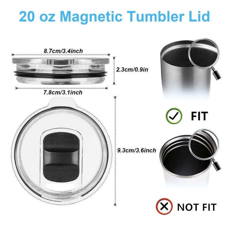 20 oz Tumbler Lids for Yeti, 4 Pack 20oz Magnetic