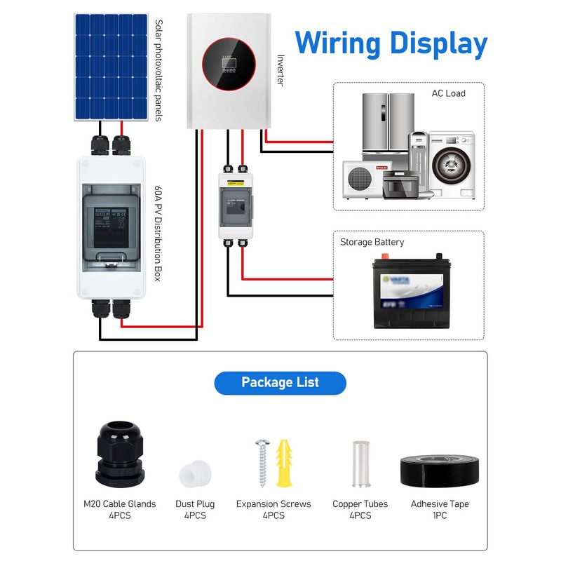 DIHOOL DC Circuit Breaker, 60 Amp Solar Breaker Box, Solar
