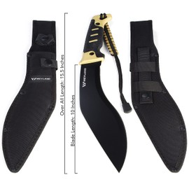 WEYLAND Kukri Machete Knife with Tactical MOLLE Sheath - Fixed Full Tang Steel Blade Machete for Cutting Trees Heavy Duty for Clearing Brush, Yard Work, Gardening, Camping and Hiking