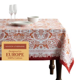 Maison d' Hermine Tablecloth 100% Cotton 54"x72" Decorative Rectangle Tablecloths Washable Table Cover, Home, Wedding, Restaurant & Camping, Orient - Thanksgiving/Christmas