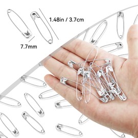 100 Pack Silver Safety Pins Assorted, Galvanized Steel Bulk Safety Pins for Sewing, Clothes, Arts & Craft (1.5 Inch / 38 mm)
