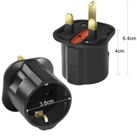 VGUARD European to UK Adapter, 3 Pack Plug Adaptor EU to UK Plug Adapter 2 Pin Plug Adaptor to 3 Pin for Travel from France, Italy, Spain, Germany to UK - Black