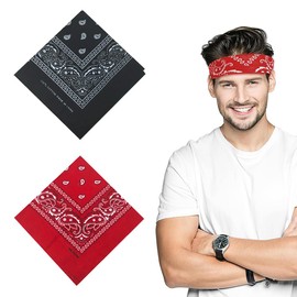 QOMJUFA Pack of 2 Classic Hijab, Red and Black Hair Bands, Hair Band Hijab, Colourful Handkerchief Hijab, Handkerchief Scarf Hijab, red