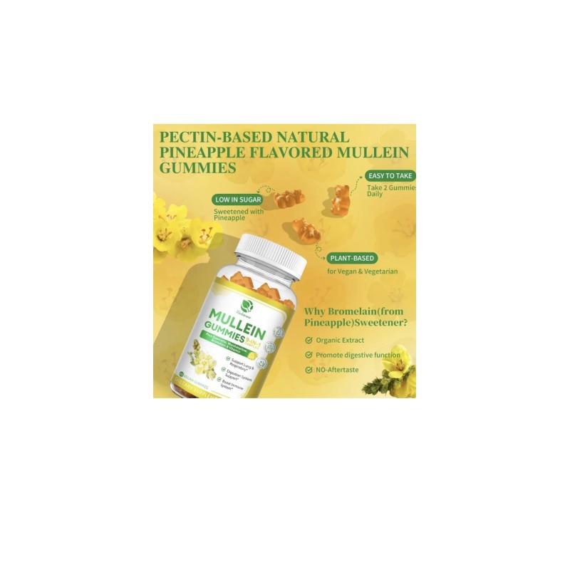 Lukarre 9 in 1 Mullein Gummies.Lung Cleanse,Mullei