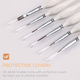 Fine Brush Set, 10 Pieces Painting by Numbers Brush, Thin Brush Set, Acrylic Paints, Miniature Brush for Acrylic, Watercolour, Model Making, Oil Painting, Detail Painting (White)