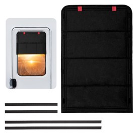 funomo RV Door Window Shade, Foldable Hook and Loop Fastener RV Blackout Window Cover, UV Rays Protection Camper Trailer Door Window Cover, Waterproof Thickened Oxford Fabric (Black-R)