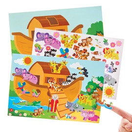 Baker Ross FX938 Noah’s Ark Sticker Scenes - Pack of 5, Religious Education Arts and Crafts Kits for Kids