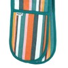Striped Recycled Cotton Double Oven Gloves - Teal