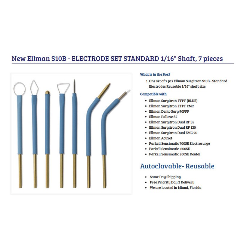 MedRep New Ellman S10B - ELECTRODE SET STANDARD 1/16" Shaft,