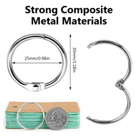 APKOL Pack of 150 Binder Rings, 25 mm Book Rings, Metal Loose Leaf Connectors, Ring Binders, Metal Book Binding Rings Loose Leaf Connectors for Scrapbook Album Crafts, Key Rings (Silver)