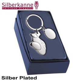 SILBERKANNE Aeroplane Keyring with Chip for Shopping Trolley 10 x 35 x 1 cm Premium Silver Plated in Top Workmanship, silver
