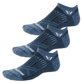 Swiftwick- ASPIRE ZERO Tab (3 Pairs) Running Socks, Cycling Socks, Firm Support (Denim Blue, X-Large)