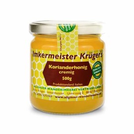 Allgäuer Hiking Beekeeping Coriander Honey Creamy 500 g Traditional Production Creamy Natural and High Quality Healthy