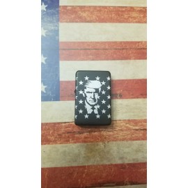 Star TRUMP laser engraved lighter BLACK Stainless Steel