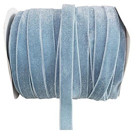 10 Yard Velvet Ribbon Spool, Inlaid with Silver Polyester (Blue, 5/8 in)