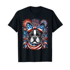 French Bulldog Patriotic 4th Of July USA American Flag T-Shirt for Women Men
