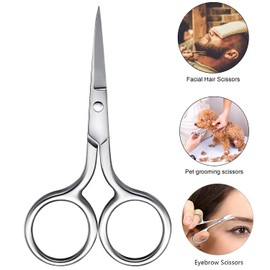 Facial Hair Scissors Small Scissors Nose Hair Scissors Stainless Steel Straight Tip Scissor for Eyebrows Nose Moustache Beard Eyelash