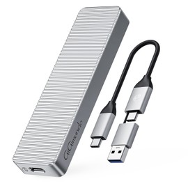 GiGimundo AJS10C M.2 NVMe Enclosure, CNC Craft Aluminum Case, UASP Supported, USB-C to External M2 SSD Caddy for Size 2230/2242/2260/2280 SSDs, Silver