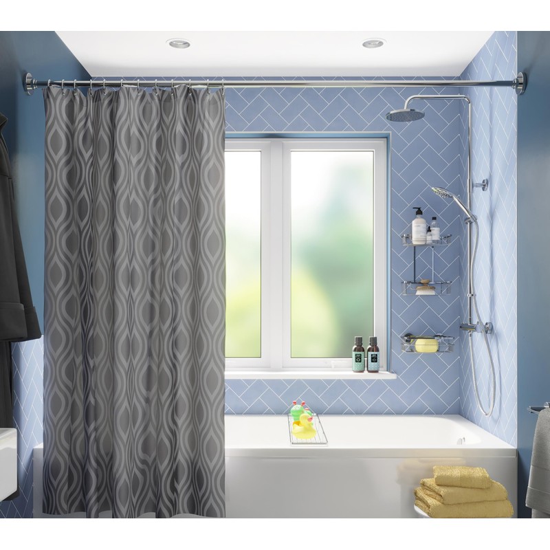 Croydex Grey Medallion Textile Shower Curtain with Hygiene 'N' Clean