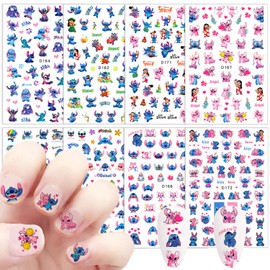 8 Sheets Cute Nail Art Stickers Decals 3D Self Adhesive Cute Cartoon Nail Decals Kawaii Anime Nail Stickers Design Cute Nail Art Charm for Women Acrylic Nail DIY Manicure Tips Decorations