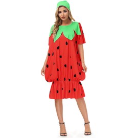 For G and PL Carnival Women's Men's Adult Party Costumes Fancy Dress Strawberry Strawberry Fruit Costume Unisex Red L