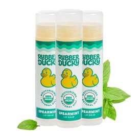Rubber Ducky Sunscreen - Organic Lip Balm for Women, All Natural Stick with Vitamin E - Moisturizing & Hydrating Lip Balm for Dry Lips - Untinted and Non-Toxic Lip Care - Spearmint, 3 Pack