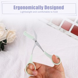 VOCOSTE Eyebrow Scissors, Eyebrow Cut, Comes with a Comb, Removable, Eyebrow Scissors, Unisex, For Beginners, For Plastic Shaping, Eyebrow Trimming, Green