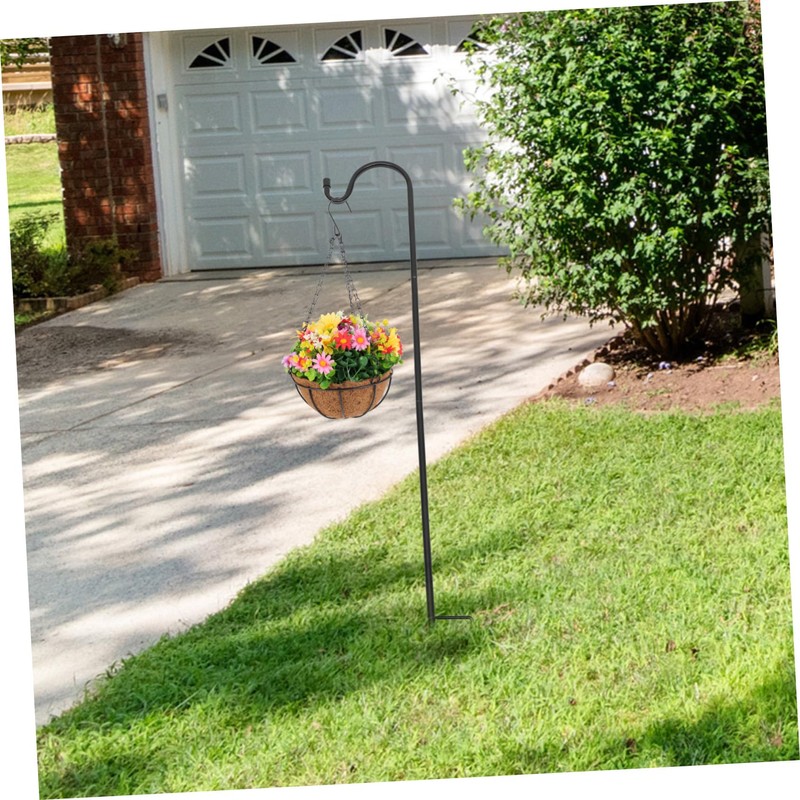 Kisangel Ground Hanging Shepherd Hook Rust Resistant Lantern Hanger for