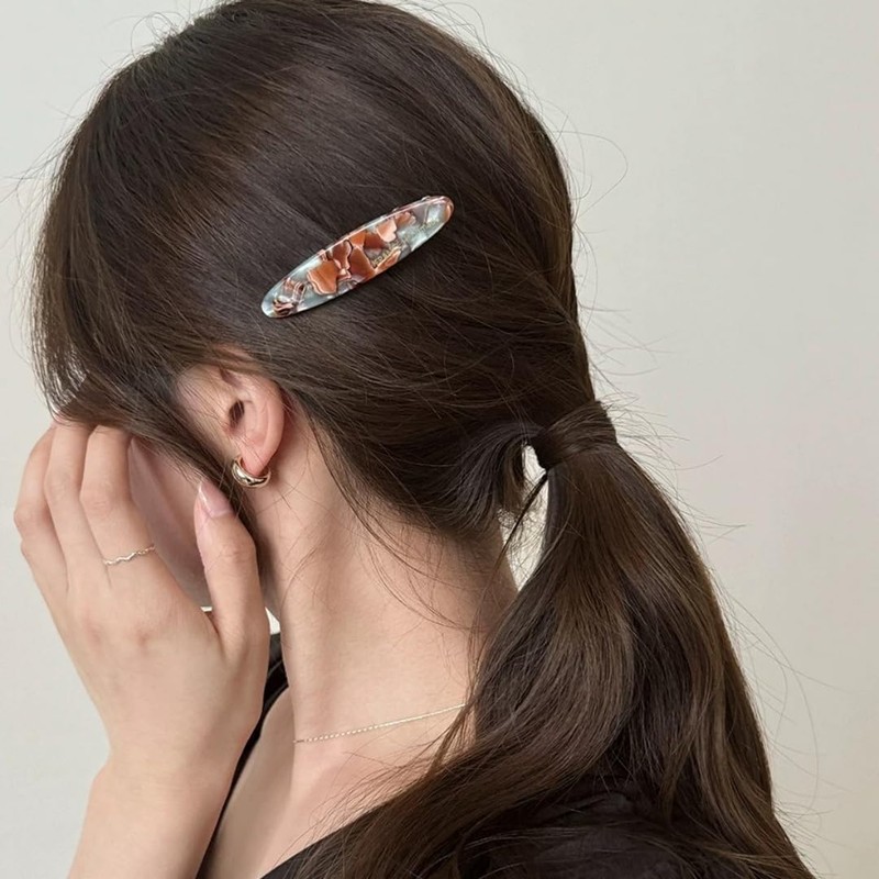 WENJESO 3個セットレトロ アセテート ヘアクリップ 前髪クリップ レディース 一字クリップ サイドクリップ アヒル口クリップ 日常